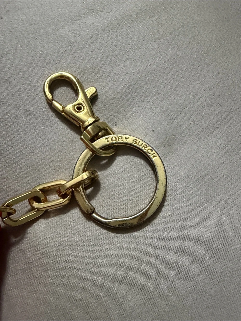 Tory Burch Burnt Orange Mini Satchel Keyring with Gold Hardware